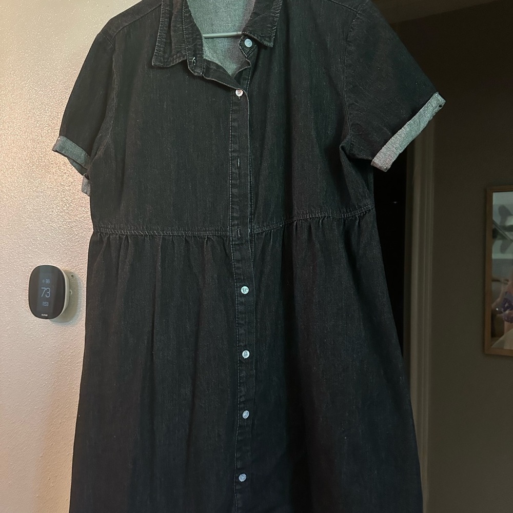 Black Denim Short Sleeve Dress